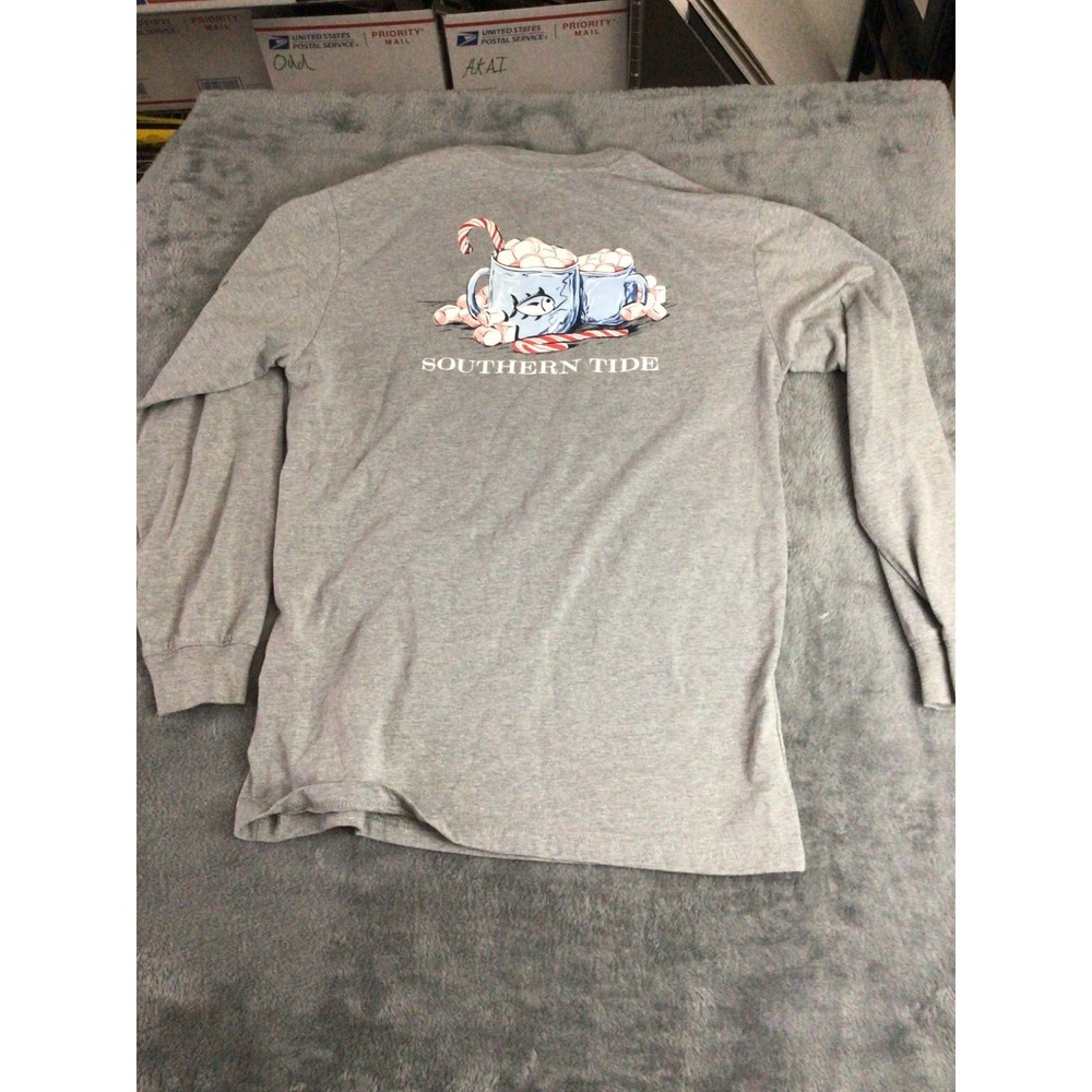 Womens Southern Tide Heather Long Sleeve‎ Small T Shirt Hot Cocoa Holiday Xmas